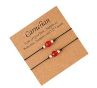 BESPORTBLE Braccialetto in Corniola Intrecciato 2 Pezzi per Coppie Catena da Polso Commemorativa, Leggero e Fatto a Mano, Regalo Anniversario e Festa degli Innamorati, Design Semplice