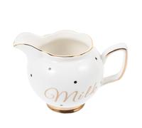 BESPORTBLE Brocca in Ceramica Bordo Dorato Stile Europeo, Lattiera Versatile per Latte, Sciroppo e Panna, Contenitore per Uso Domestico e Bar, Facile da Pulire e Decorativa