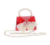 BESPORTBLE Busta Rossa per Celebrazione Stagionale Busta per Capodanno Cinese Borsa Tracolla con Perle e Fiocco per Bambine Buste Portasoldi Cinesi Fortunati Borsa Portasoldi in Stile Cinese