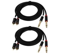 BESPORTBLE Cavo Audio 15 M Doppio Rca a Doppio Jack 635 MM in Lega di Alluminio Resistente Set 2 Pezzi Filo Schermato Bassa Resistenza per Amplificatore Mixer e Registratore Nero