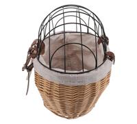 BESPORTBLE Cestino per Bicicletta in Vimini per Cani e Gatti Struttura Ventilata e Organizzatore Interno, Trasportino Elegante per Animali Domestici per Lunghe Passeggiate Estive