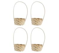 BESPORTBLE Cestino Portaoggetti in Bambù Intrecciato a Mano, Set da 4 Pezzi Manico, Contenitore per Fiori e Frutta, per Picnic e Decorazioni Casa