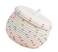 BESPORTBLE Cesto in Cotone Tessuto con Coperchio Portaoggetti per Trucco e Snack Organizer Multifunzionale per Soggiorno Camera e Bagno Design Moderno e Salva Spazio
