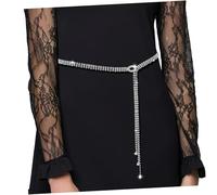 BESPORTBLE Cintura Interamente in Strass Glitter Catena Gonfiarsi Cintura Di Strass Da Sposa Da Sposa Nuziale Moda Vita Donna Corpo Stomaco Formale Addominale Argento Metallo