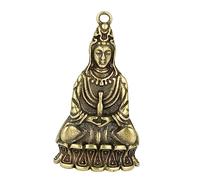 BESPORTBLE Ciondolo Buddha in Ottone Vintage - Portachiavi Con Mini Statua Di Avalokiteshvara - Accessorio Fortunato Per Borse e Chiavi Spirituale Unico