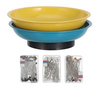 BESPORTBLE Ciotola Colorata da Plastica Magnetica Cucito e Spilli in Ferro Organizzazione Blu e Giallo per Studio di Riparazioni Emergenza