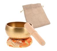 BESPORTBLE Ciotola Sonora Tibetana in Rame Ciotola Meditativa Piccola Tibetana Per Yoga Meditazione e Rilassamento Completo Tappetino e Mazzuolo in Legno