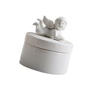 BESPORTBLE Cofanetto Porta Gioie in Ceramica Bianca a Forma di Angelo, Organizer Semplice per Collane e Orologi, per Regalo di San o Festa della Mamma