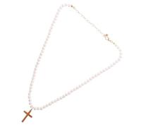BESPORTBLE Collana a pendente perla cross necklace pearl necklace collana per le donne collana croce ciondolo di perle collana d'oro per le donne pendente a croce Lega di zinco bianca