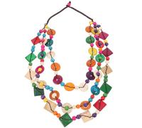 BESPORTBLE Collana Di Perle Di Legno Di Guscio Di Cocco Perlina Collana Di Perline Fatta a Mano Di Grandi Dimensioni Collana Grossa Di Perline Oceano Collana Lunga Per Le Donne Spiaggia Bambù