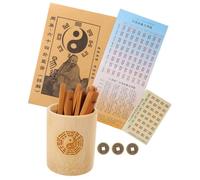 BESPORTBLE Completo di Bastoncini Divinatori Cinesi bambù con Secchio e Libretto Strumento Compatto e Leggero per Gioco e Divinazione Feng Shui Design Vintage per Uso Domestico e attività all