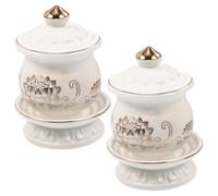 BESPORTBLE Coppa di Loto in Ceramica Bianca per Offerte Buddiste, Set 2 Pezzi Base, Tazze D’acqua per Culto e Decorazione Spirituale