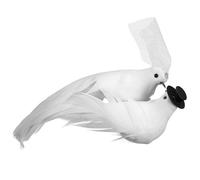 BESPORTBLE Coppia di Colombe Artificiali Bianche Realistiche Piume Modelli Creativi di Colombe per Decorazioni Natalizie e Scatti Fotografici Accessori Decorativi per Casa e Giardino