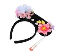 BESPORTBLE Copricapo della Corte Reale Cinese con Fiori Artificiali Fascia per Capelli della Dinastia Qing Cerchietto per Capelli Tradizionale da Principessa per Donne e Ragazze