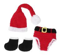 BESPORTBLE Costume Neonato Babbo Natale in Lavorato a Maglia Con Cappello Abbinato - Set Completo Per Fotografia Newborn - Accessori Natalizi Per Neonati Outfit Festivo 0 1 Mese