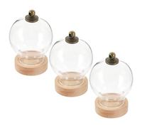 BESPORTBLE Cupola di Vetro con Base in Legno 3 Pezzi, Teca Trasparente per Micro-paesaggi e Esposizione Fiori, Mini Vetrina Decorativa per Casa e Centri Tavola