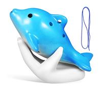 BESPORTBLE Data [ Ocarina a Forma Di Delfino in Ceramica 6 Fori Contralto Per Principianti Con Supporto Per Mano, Libro Di Canzoni in Inglese e Tracolla Azzurra Per Ragazzo Ragazza