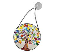 BESPORTBLE Decorazione Albero della Vita con Foglie in Acrilico Rotondo Pannello da Parete Leggero e Resistente con Ventosa per Finestra Giardino e Portico Ornamento Appeso per Casa e Festa