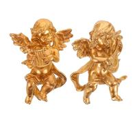 BESPORTBLE Decorazione da parete con angelo, 2 pezzi: con arpa, decorazione da parete con cupidi alati in resina, ornamento da appendere con vintage per la casa, tema natalizio, porta di nozze