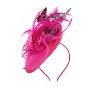 BESPORTBLE donne affascinatrici farfalle farfalla mammina colorato Cappello da tea party cuffiette cappelli da tea party per donna fiore del cappello di fascinators cappelli da tè piuma Roseo