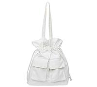 BESPORTBLE Drawstring Backpack Students in Cotone Canvas Bianco | String Bag For Students, Back To School Party, Large Capacity per Viaggio e Business Trips
