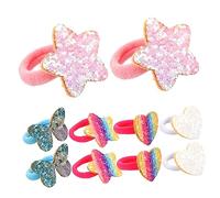 BESPORTBLE Elastici per Chioma Glitterati a Forma di Cuore Stella e Farfalla Set da 5 Paia per Bambine Accessori Colorati per Feste Casa e Viaggi Adatti a Chioma Medi e Spessi
