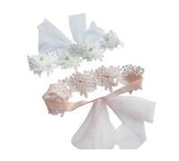 BESPORTBLE Fasce per Chioma Battesimo Ragazzo Ragazza 2 Pezzi Fiori in Pizzo e Perle, Copricapo Chiffon Regolabile per Bambine Fino a 3 Anni, Accessori Festa e Cerimonia