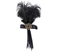BESPORTBLE fascia di fascia per accessori per flapper da donna accessori donna copricapo flapper copricapo piumato cappello da tè piuma artificiale Black