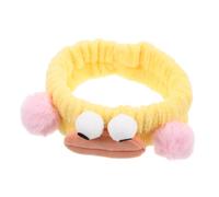 BESPORTBLE Fascia Skincare Morbida Peluche con Design Mostro Dagli Occhi Grandi e Bocca Divertente Fascia Elastica per Lavaggio Viso e Trucco per Donna e Ragazza Accessorio Spa Giallo