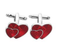 BESPORTBLE Gemelli da Smoking da Uomo a Forma di Cuore Rosso in Metallo, Accessori per Abiti Formali, Leggeri e Comodi, per Matrimoni, Anniversari e Testimoni dello Sposo