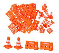 BESPORTBLE Giocattoli Segnali Stradali e Coni Mini in Plastica per Educativi per Sicurezza e Apprendimento Traffico con Recinzione Arancione