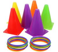 BESPORTBLE Gioco Di Lancio Per Bambini Con 6 Coni Colorati Da Calcio E 20 Anelli in Plastica Per Allenamento Sportivo E Attività Ricreative All'Aperto E Al Coperto