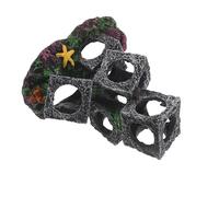 BESPORTBLE Grotta nascosta per acquario impilabile - Cubi per l'allevamento di gamberetti, piccolo nascondiglio per acquario, ornamento in pietra di resina per paesaggio sottomarino e rifugio per