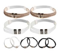 BESPORTBLE Lacci Elastici Antiscivolo per Tacchi Alti con Decorazioni Brillanti, Regolabili per Comfort, 5 Paia, Materiali Pu e Cristalli, per Tutte le Stagioni e Camminata su Strade