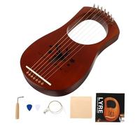 BESPORTBLE Lira Musicale Retrò a 7 Corde in Materiale Sintetico Colore Caffè Suono Melodioso e Luminoso, Set Due Plettri come Regalo