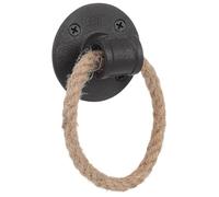 BESPORTBLE Maniglia in Corda Rustica Nera per Mobile, Anello Circolare | Ferro e Corda di Canapa, Stile Nautico e Antico, per Libreria e Credenza