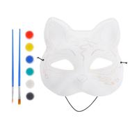 BESPORTBLE Maschera Gatto Bianca DIY in Plastica, Kit Pittura | Disegno Non Finito, per Hand-painting e Graffiti, Adatta a Feste Halloween e Banchetti