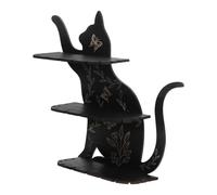 BESPORTBLE Mensola da Parete in Legno Nero a Forma di Gatto, Robusta e Facile da Pulire, per Cristalli e Oli Essenziali, Decorazione Rustica per Soggiorno e Studio