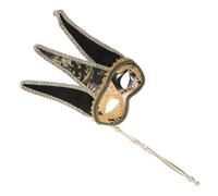 BESPORTBLE mezza signore mano mascherata d'oro Maschere mascherata di pizzo metà maschera portatile per la festa maschera da festa di halloween plastica Black