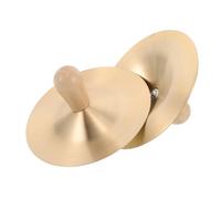 BESPORTBLE Mini Piatti Con Manico in Legno Per Bambini, Piccoli Piatti Da Dito in Rame 12 Cm, Strumento Musicale Orff Per Danza e Apprendimento Ritmico, Giocattolo Educativo Per Teatro e Feste