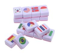 BESPORTBLE Mini Set Mahjong 64 Pezzi Bandiere Nazionali Gioco da Tavolo per Due Giocatori Tessere in Melamina 24Mm Portatile per Viaggi Famiglia e Feste Educative