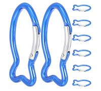 BESPORTBLE Moschettone Sgancio Rapido in Lega di Alluminio 8 Pezzi a Forma di Pesce, Moschettone Portachiavi, Blu per Arrampicata e Campeggio