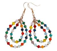BESPORTBLE Orecchini Donna Doppi Cerchi Pendenti Perline e Cristalli Artificiali in Lega, Eleganti e Decorativi, per Vacanze e Spiaggia