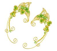 BESPORTBLE Orecchini Non Piercing da Donna a Polsino Vintage Verde, Clip Auricolari Fata per Cosplay e Feste, Accessori Moda senza Buco per Matrimoni e Celebrazioni