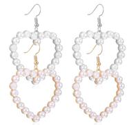 BESPORTBLE Orecchini Pendenti a Forma di Cuore Perle Grandi, Set da 2 Paia in Oro e Argento, Design Classico Facile da Indossare, Gioielli Decorativi per Donna Adatti a Feste e Matrimoni