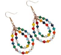 BESPORTBLE Orecchini Pendenti Decorativi Perline e Cristalli Artificiali a Cerchio Doppi in Lega Oro, Eleganti e Pratici per Donna per Feste e Matrimoni