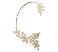 BESPORTBLE Orecchino a forma di foglia con strass, polsino per l'orecchio destro, non, orecchino avvolgente, clip delicata, gioiello importante per donne e ragazze (dorato)