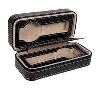 BESPORTBLE Organizer per Orologi Portatile in Pelle Nera Cerniera, Custodia per 2 Orologi, Cassa per Viaggio Compatta e Resistente