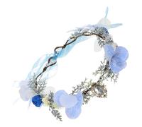 BESPORTBLE Ornamenti della ghirlanda fasce per alla moda per donna ricamare rosa Nozze donne in costume da fata catena della fronte copricapo tessuto Sky-blue