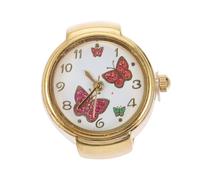 BESPORTBLE Orologio Ad Anello Con Doppia Decorazione a Forma Di Farfalla Orologio Decorativo Da Dito in Metallo Di Numeri Grandi Facile Da Leggere Da Dito